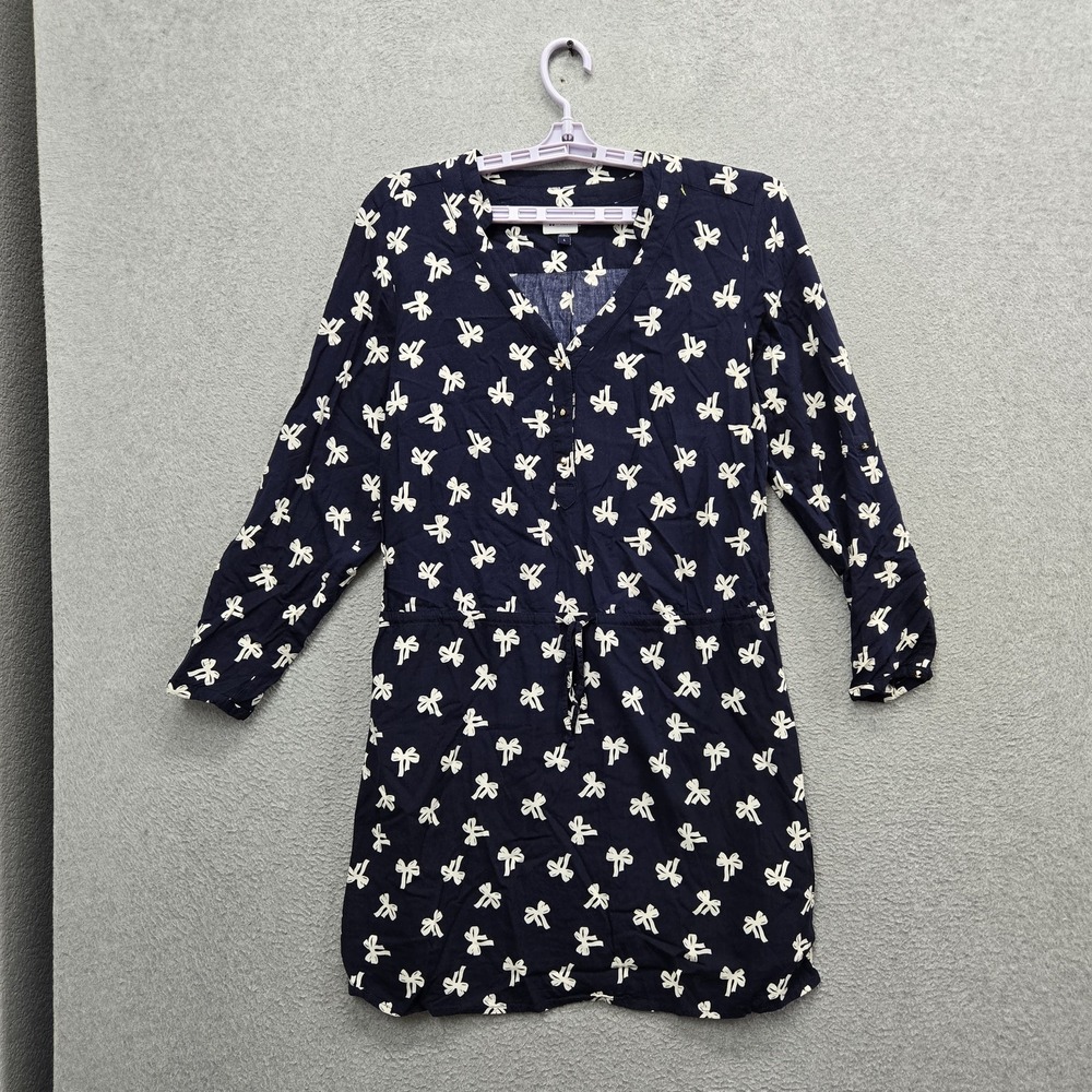 Gap Women Dress L Navy Floral Button V-Neck Front Office‎ Teacher Preppy Tunic
